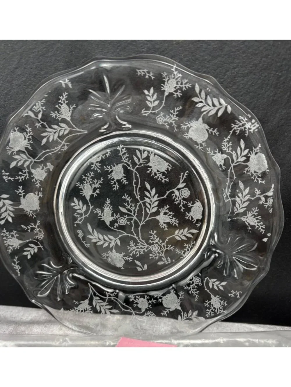 Fostoria Salad Dessert Plate Baroque Clear Glass Etched Chintz 7.5